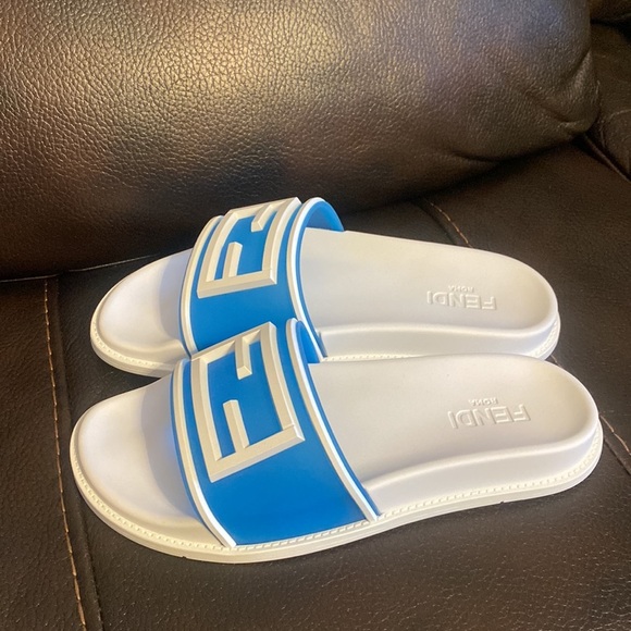 Fendi mens FF baguette logo monogram sandal flip flop slides NEW - Picture 5 of 7